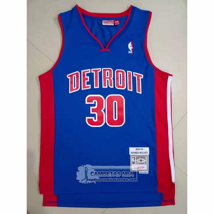 Camiseta Detroit Pistons Rasheed Wallace NO 30 Mitchell & Ness 2003-04 Azul
